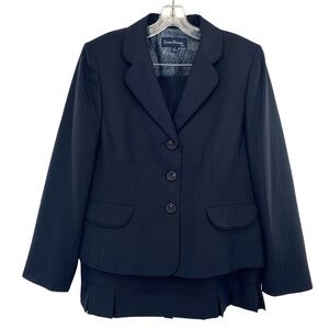 Evan Picone Women’s 2 Piece Navy Blue Suit Set Blazer Skirt Size 14